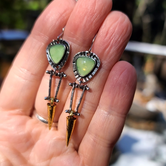 Tribal green Turquoise earrings - Picture 7 of 8